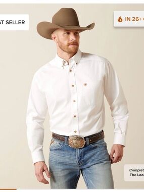 Ariat Men's White Button-Down Chest Pocket Shirt